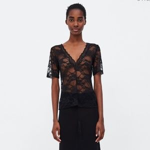 Zara Lace T-Shirt Size Small NWT